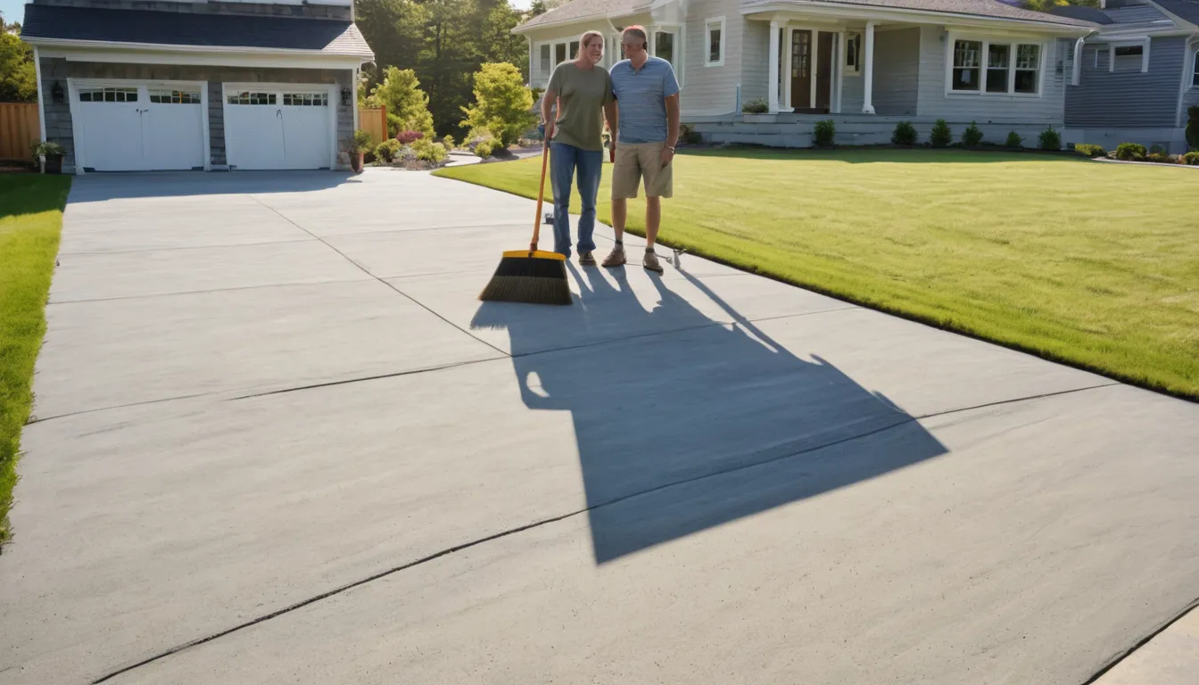 A newly poured concrete driveway beside a home in Fawn Grove